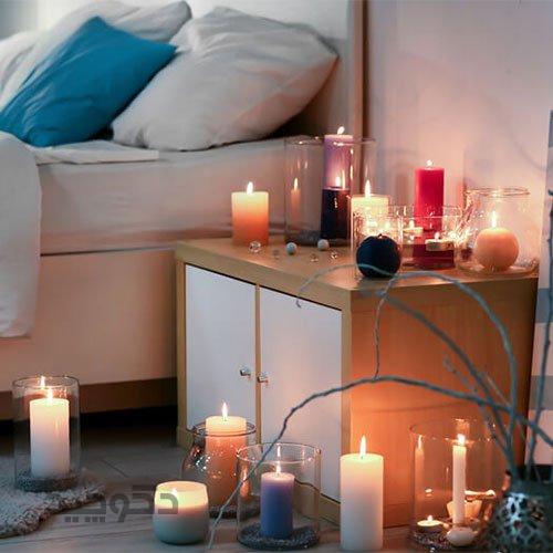 رمانتیک تزیین اتاق خواب عروس با شمع و گل