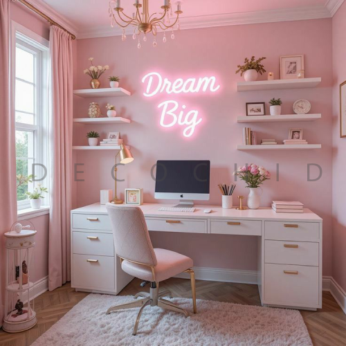 طراحی دکوراسیون اتاق کار دخترانه