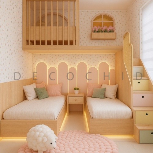 طراحی اتاق خواب مشترک خواهر و خواهر