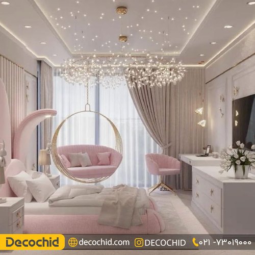 اتاق خواب دخترانه شیک خارجی