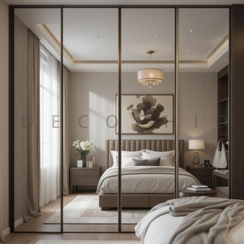 کمد دیواری ریلی آینه‌ دار