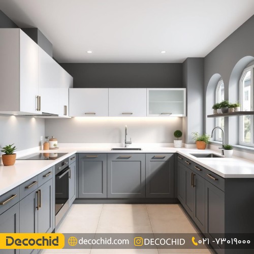 کابینت آشپزخانه ممبران سفید طوسی