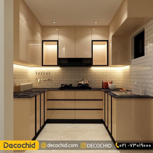 کابینت آشپزخانه طلایی های گلاس