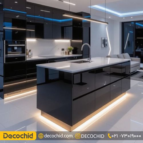 کابینت های گلاس با جزیره