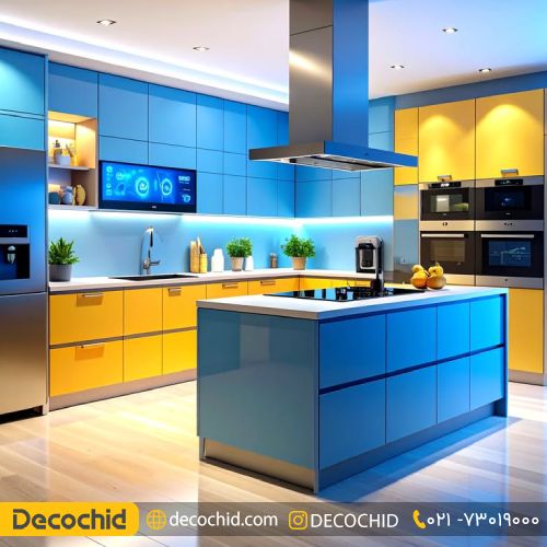 کابینت آشپزخانه های گلاس با جزیره