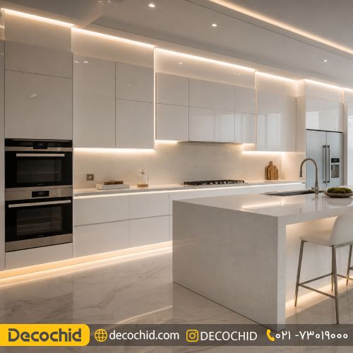 کابینت آشپزخانه های گلاس سفید صدفی