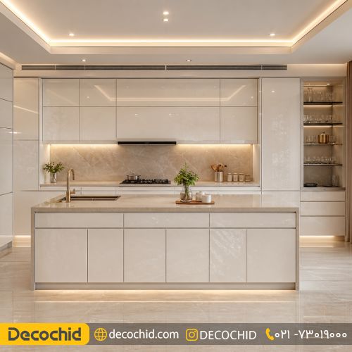 کابینت های گلاس سفید صدفی