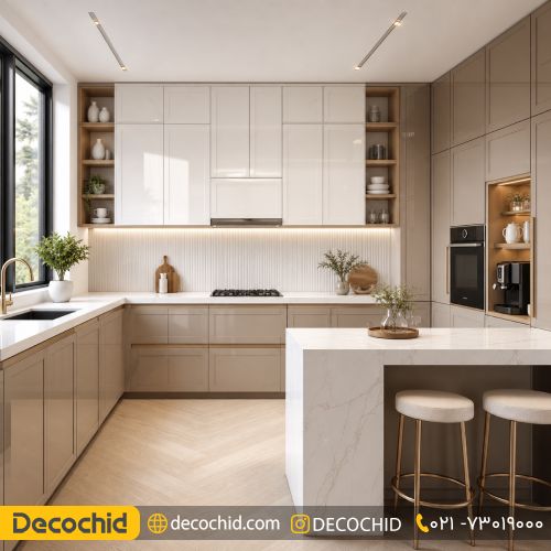 کابینت های گلاس سفید نسکافه ای