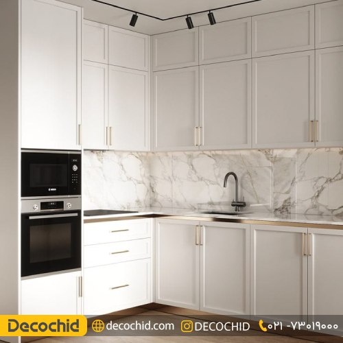 کابینت آشپزخانه نئوکلاسیک سفید صدفی