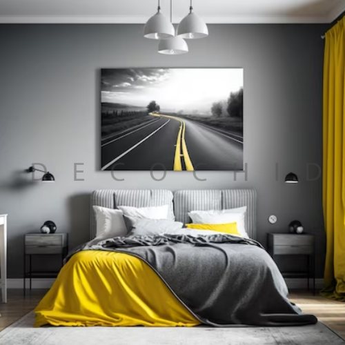 اتاق خواب طوسی و زرد