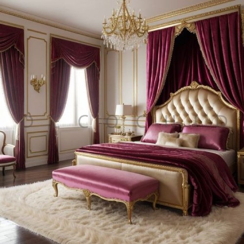 اتاق خواب بنفش و طلایی
