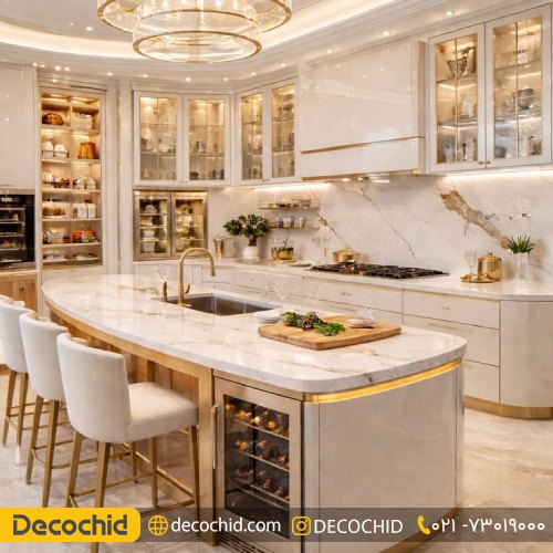مدل کابینت سفید طلایی