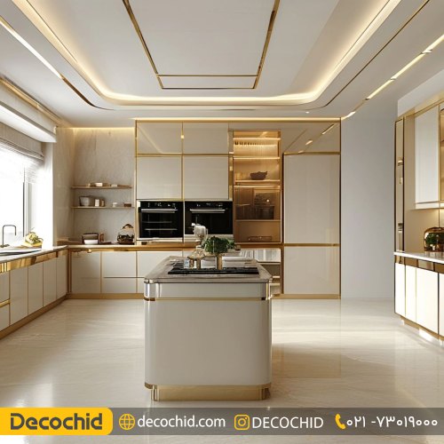 کابینت سفید طلایی ام دی اف