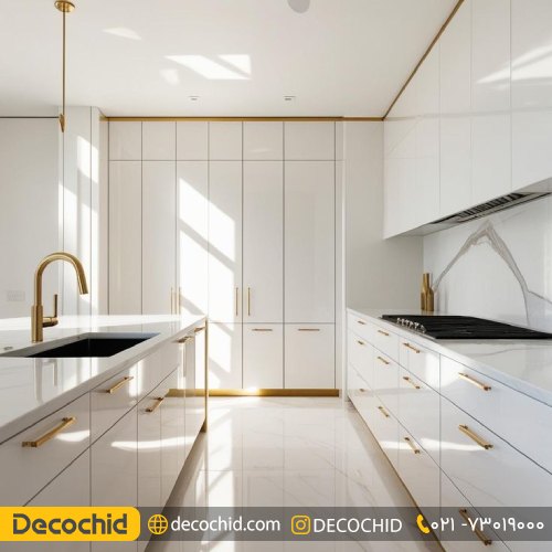 کابینت سفید طلایی مدرن