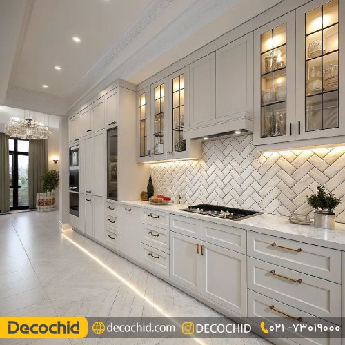 کابینت سفید طلایی نئوکلاسیک