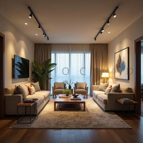 چیدمان مبل و تلویزیون در پذیرایی مستطیل شکل