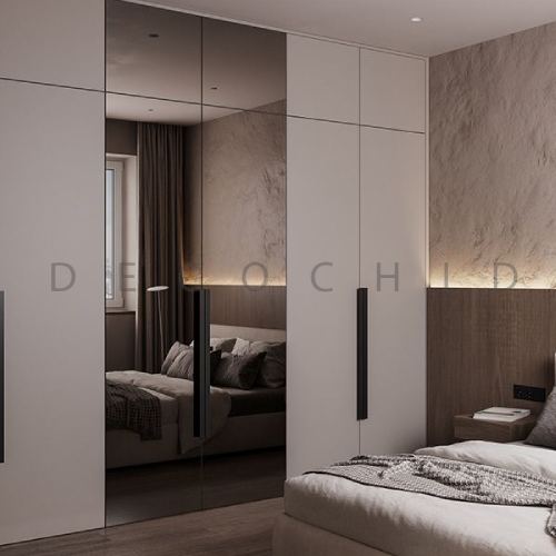 کلوزت روم با آینه در اتاق خواب کوچک