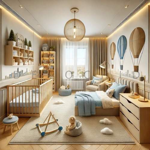 اتاق خواب پسرانه نوزاد با تم بالن