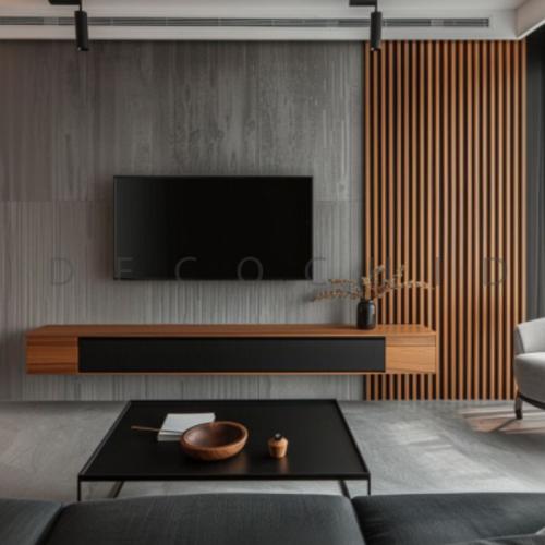 تی وی وال ساده و شیک طوسی