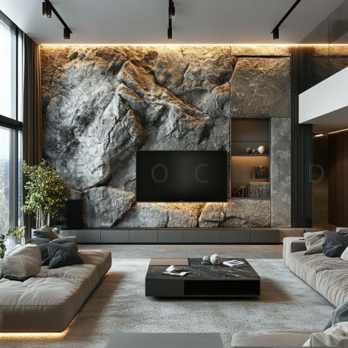 سنگ اسلب پشت تلویزیون