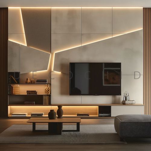 تی وی وال لاکچری با نورپردازی 