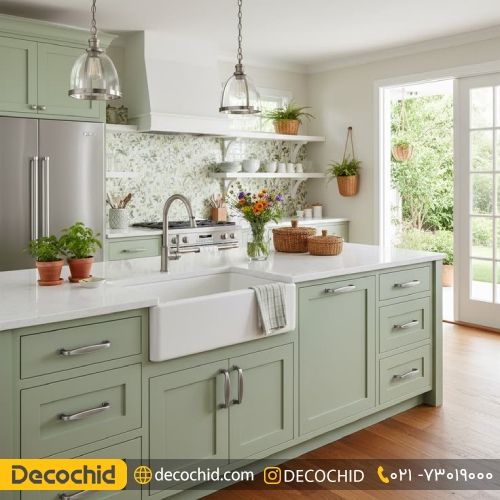 کابینت سفید سبز
