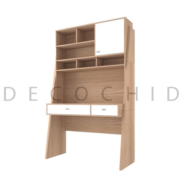 میز تحریر و کتابخانه شباهنگ گردویی M41 – سفید
