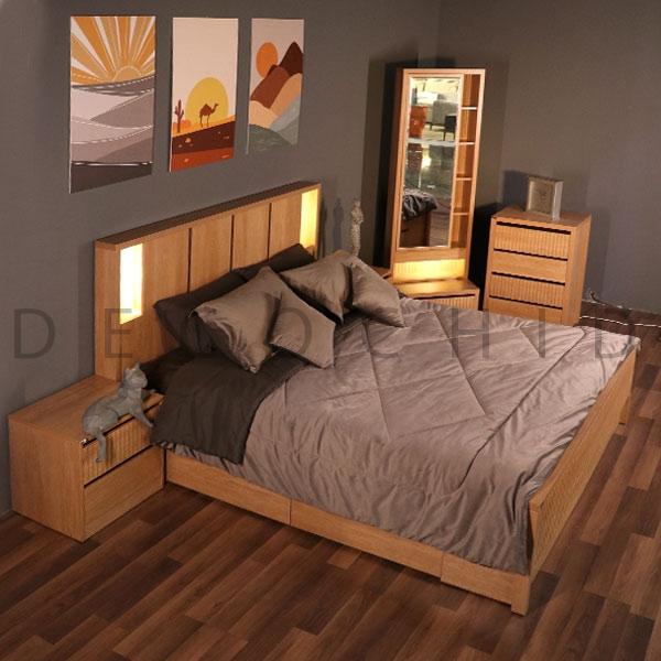 عکس تخت خواب دو نفره کشودار رایکا عرض 160