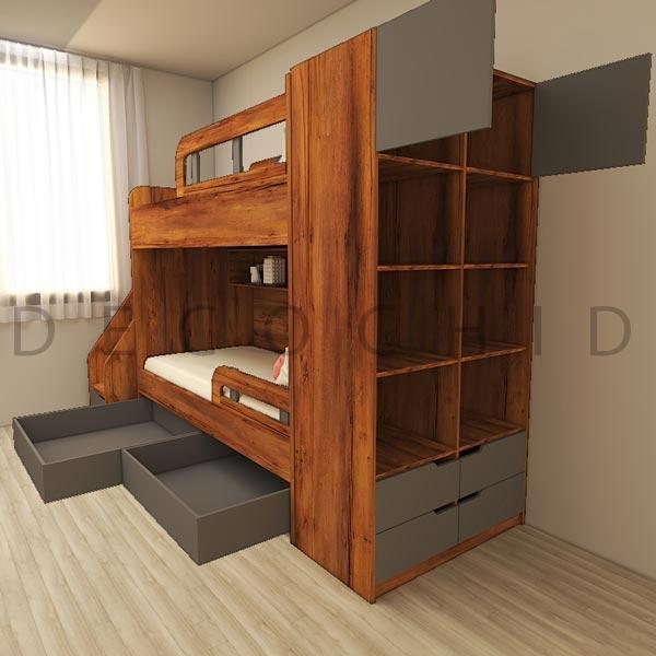 تخت خواب دو طبقه فندوقی طوسی D.1124