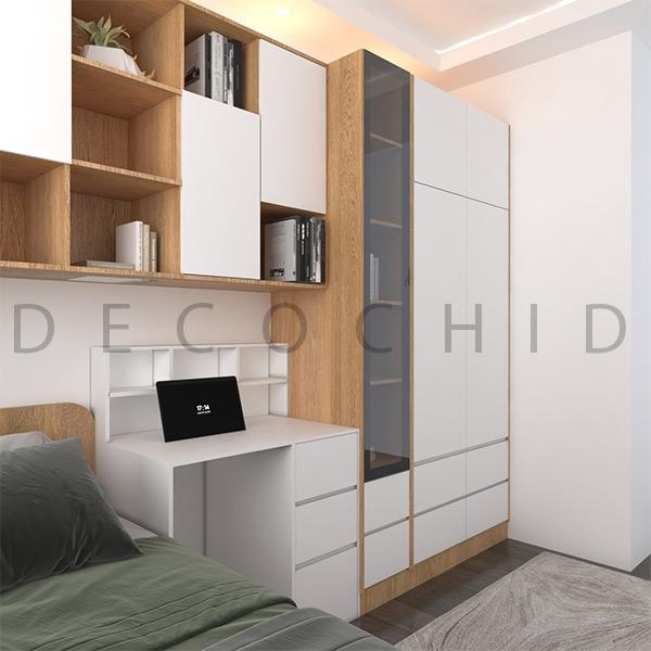 تخت خواب یک نفره سفید گردویی D.1144