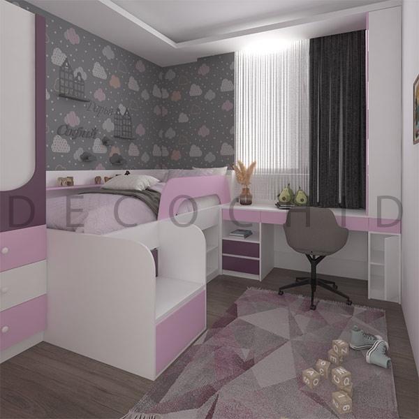 تخت خواب یک نفره صورتی D.1145