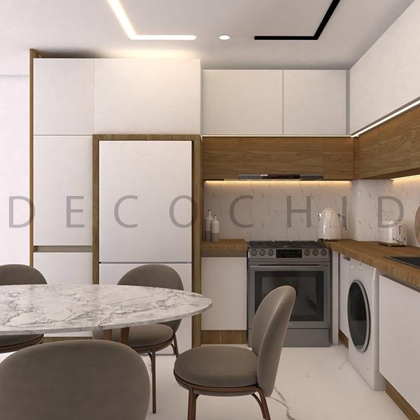 کابینت آشپزخانه سفید فندوقی D.3041