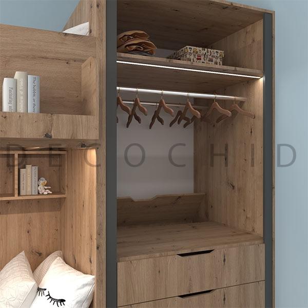 تخت خواب دو طبقه گردویی طوسی D.1158