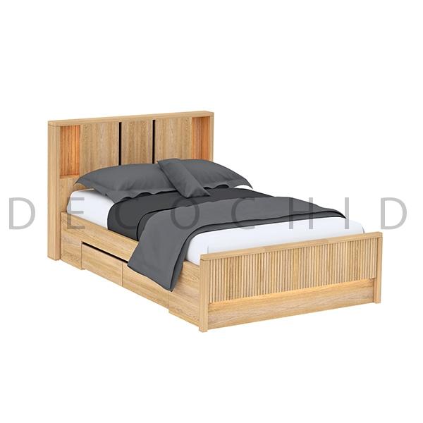 تخت خواب یک و نیم نفره عرض 120 گردویی M41 - مشکی M19