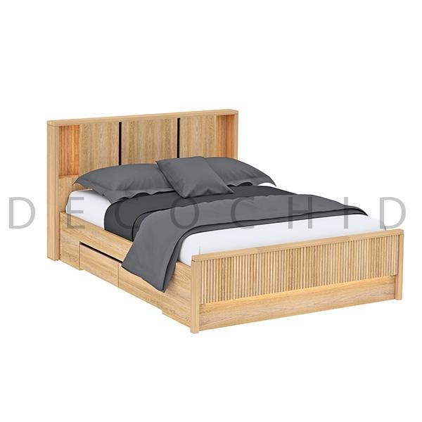 تخت خواب دو نفره کشو دار رایکا عرض 140 گردویی M41 - مشکی M19