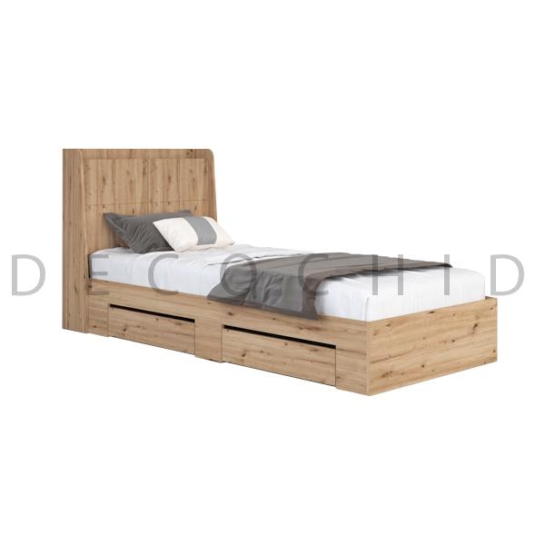 تخت خواب یک نفره آکو گردویی M153 عرض 90